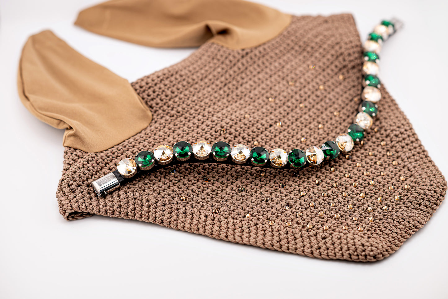 IBV EQUINE Ctystal Green&Gold browband