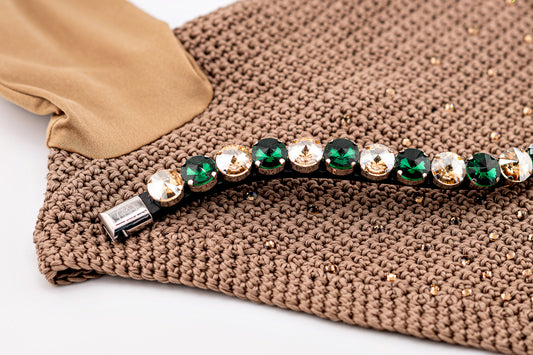 IBV EQUINE Ctystal Green&Gold browband