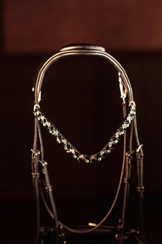Horse browband Aurora Topaz Black by IBV Equine