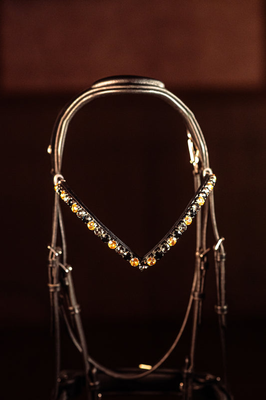 Horse browband Crystal Topaz Black by IBV Equine
