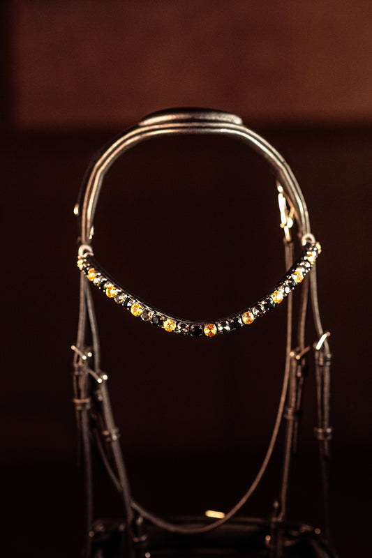 Horse browband Crystal Topaz Black by IBV Equine