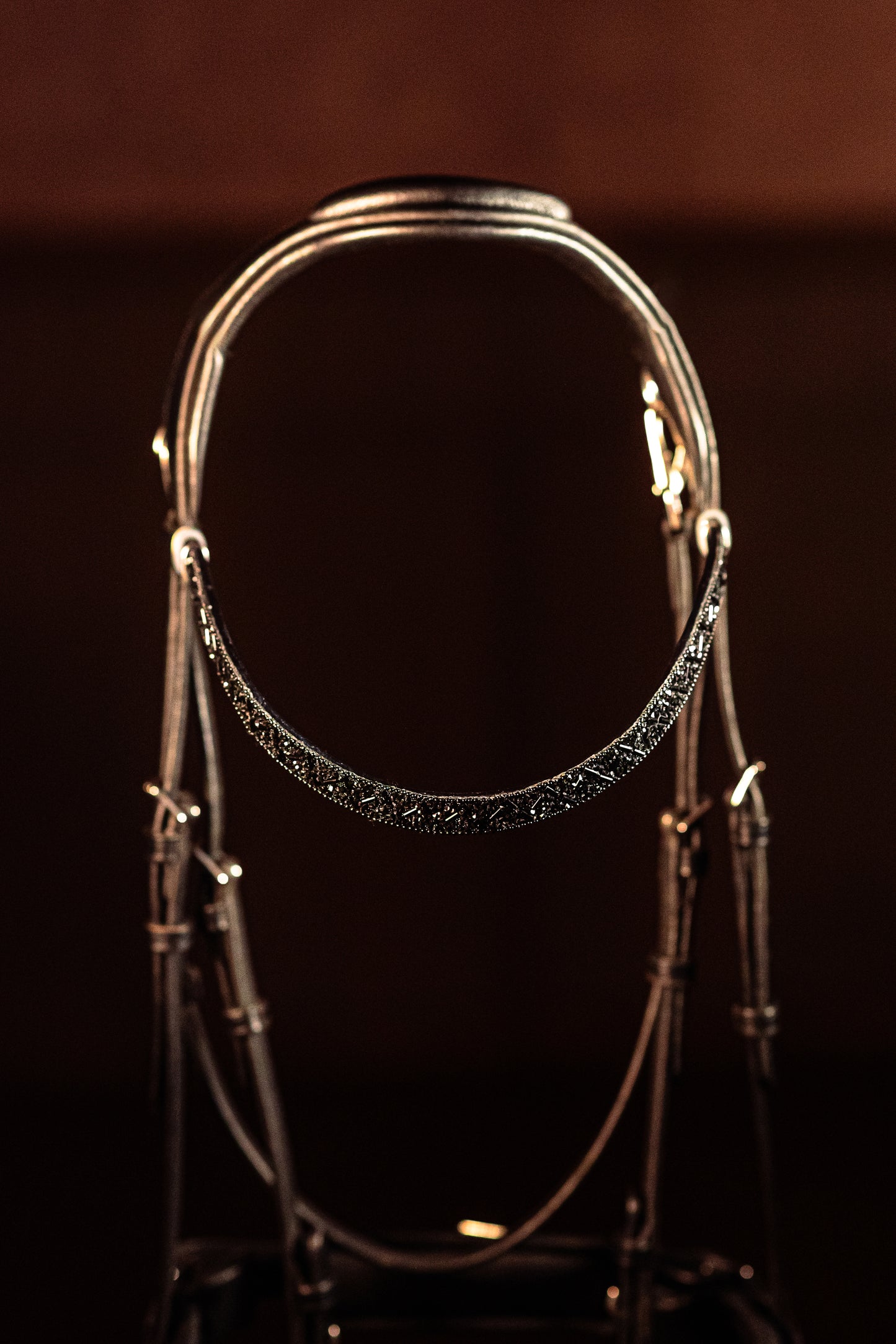 Horse browband Leather Beads Black by IBV Equine