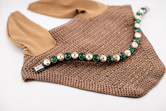 IBV EQUINE Ctystal Green&Gold browband