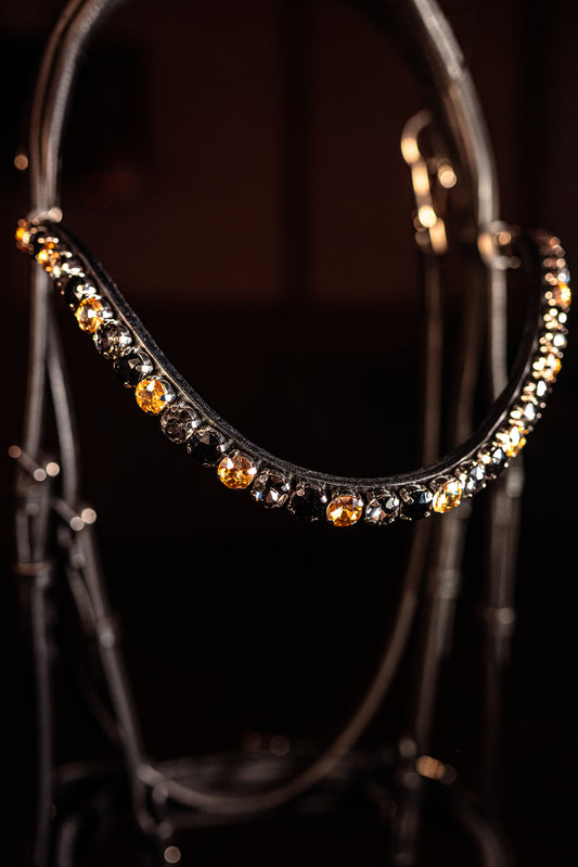 Horse browband Crystal Topaz Black by IBV Equine