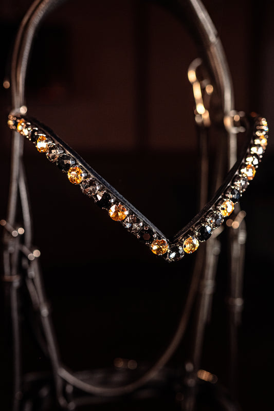 Horse browband Crystal Topaz Black by IBV Equine