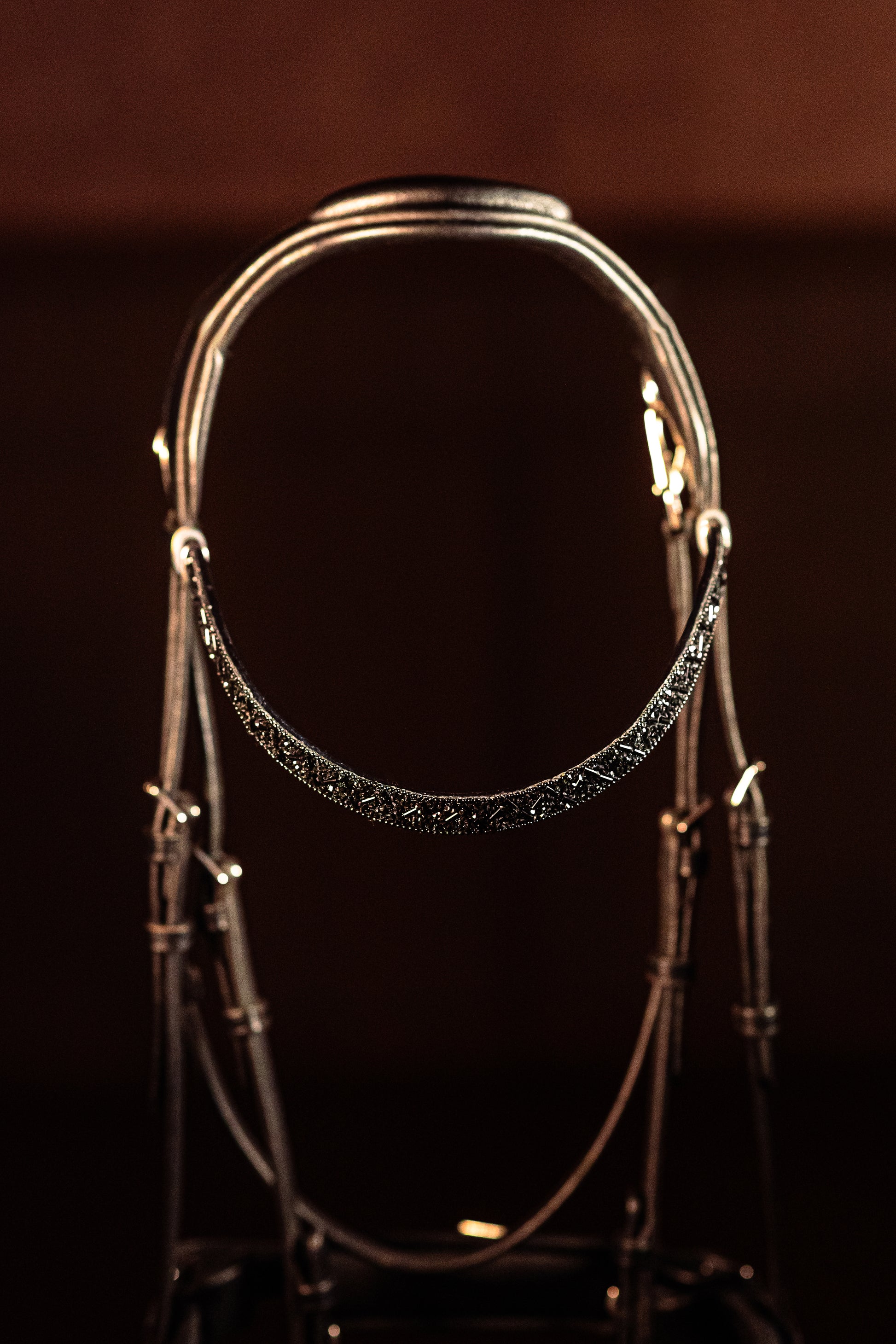 Horse browband Leather Beads Black by IBV Equine