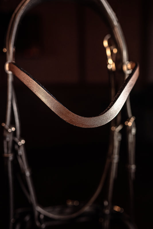 Horse browband Leather Brown by IBV Equine

For those who appreciate refined simplicity, this browband offers a sleek and sophisticated statement, it boasts a subtle yet captivating lustrous finish that gently catches the light, providing a contemporary twist on a timeless design. Its clean, elegant curve enhances your horse's brow with an understated grace, perfect for riders seeking minimalist perfection or a high-quality foundational piece.